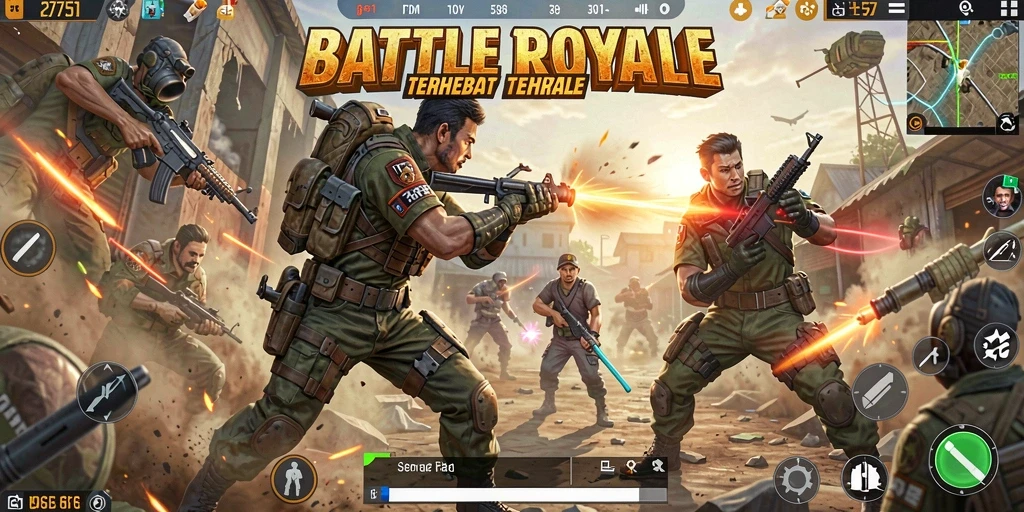 Gameplay menegangkan dalam pertempuran Battle Royale.