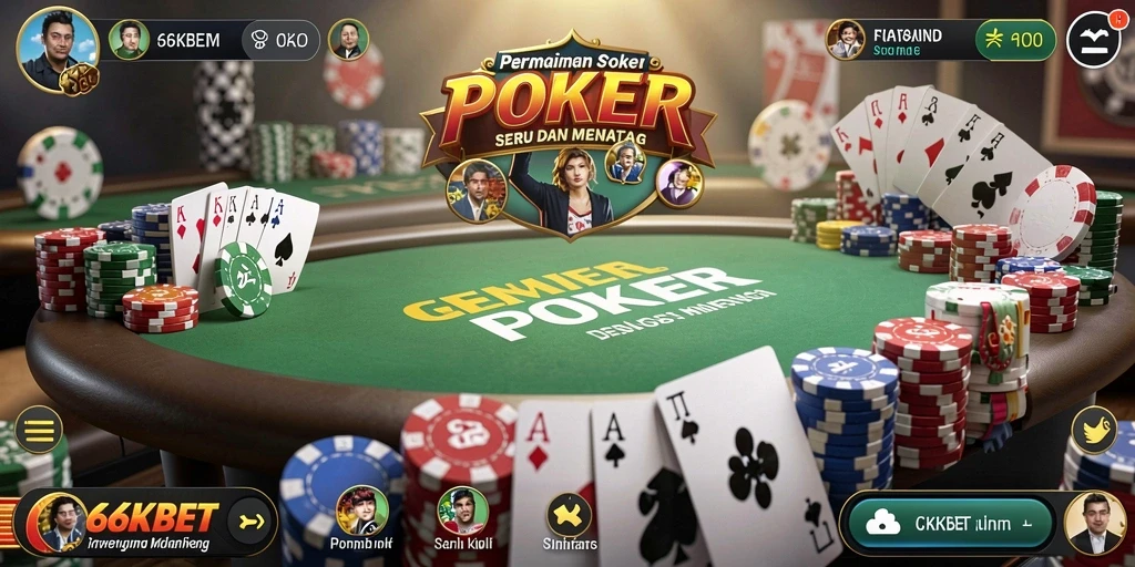 Tampilan gameplay Poker yang mendebarkan di 66KBET.