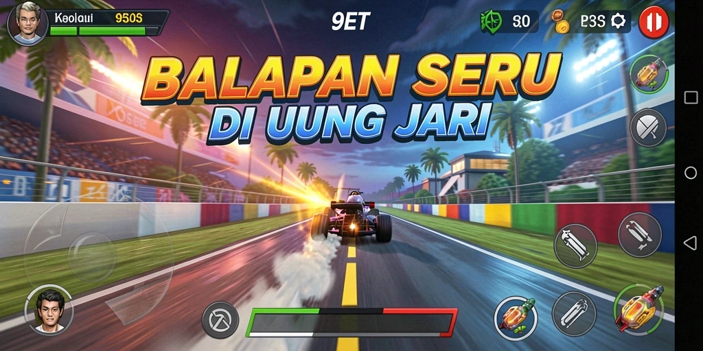 Gameplay balapan seru dan menegangkan di 9ET.