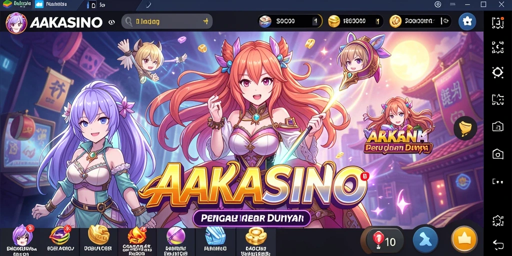 Tampilan dinamis AAKASINO dengan karakter anime yang memukau.