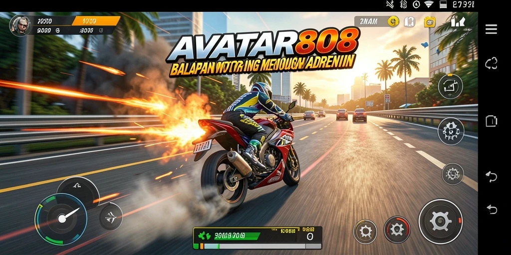 Menampilkan gameplay balapan motor yang mendebarkan dan penuh aksi.