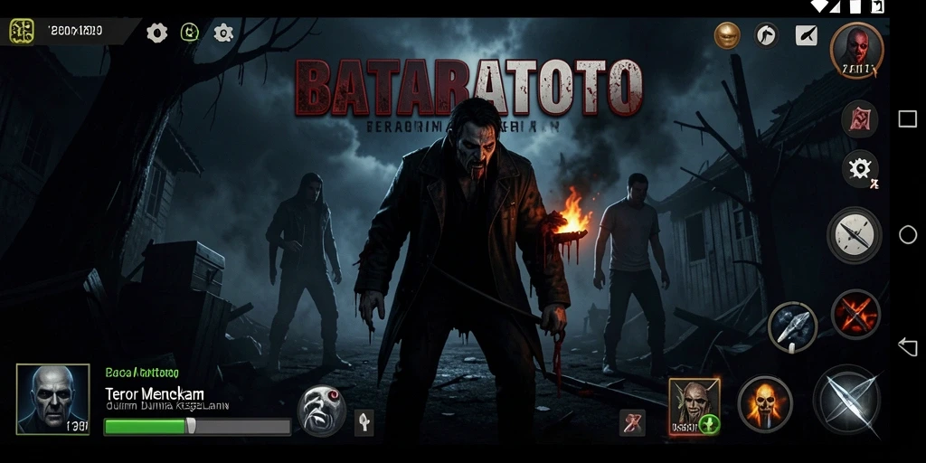 Screenshot gameplay BATARATOTO menampilkan suasana horor yang mencekam.