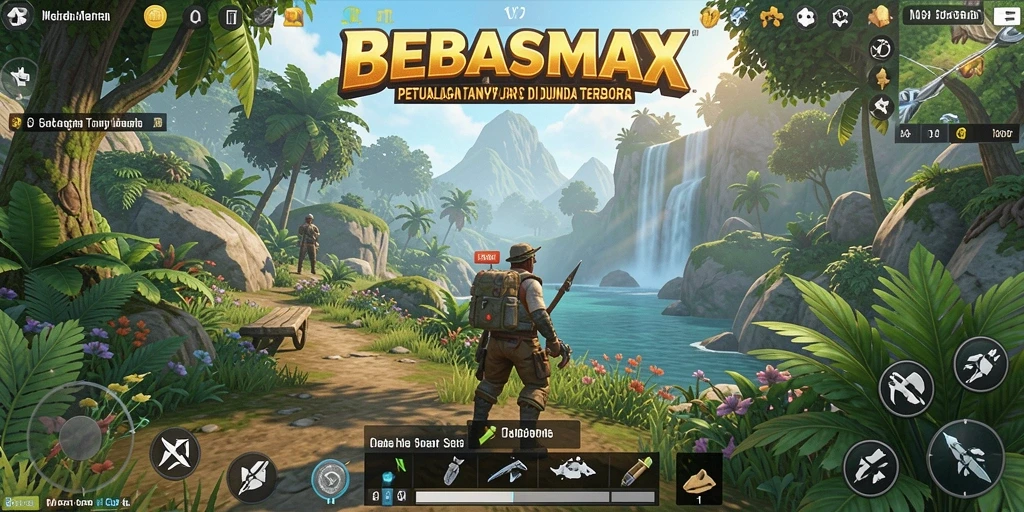 Tampilan screenshot BEBASMAX yang menunjukkan aksi eksplorasi dunia terbuka.