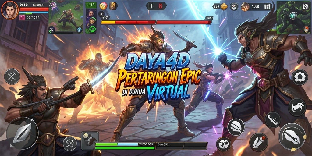 Screenshot utama dari DAYA4D menampilkan pertarungan yang intens dan mendebarkan.