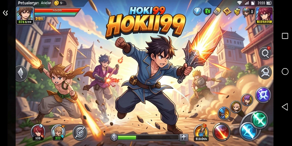 Screenshot HOKI99 menampilkan pertarungan seru antar karakter anime.