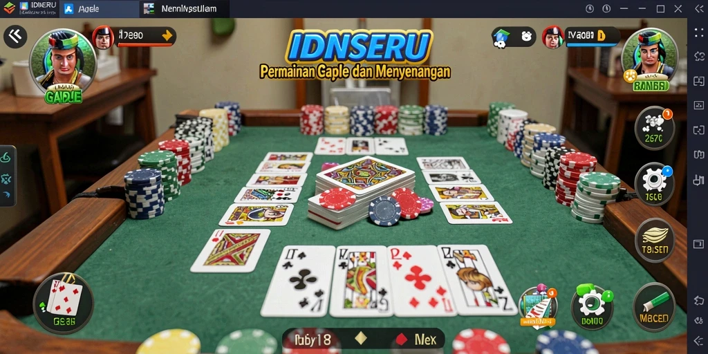 Screenshot gameplay Gaple di IDNSERU yang menunjukkan keseruan permainan.