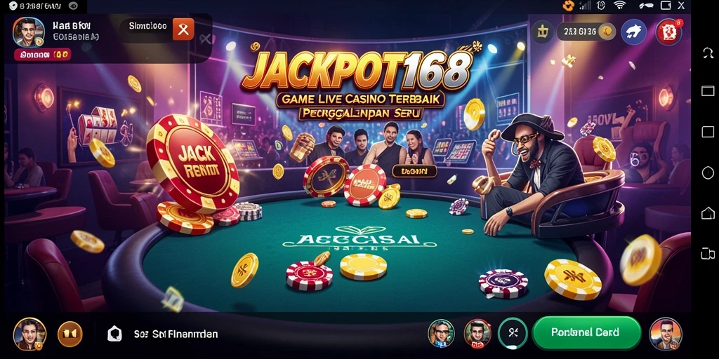 Screenshot JACKPOT168 menampilkan dealer interaktif dan gameplay Live Casino yang seru.