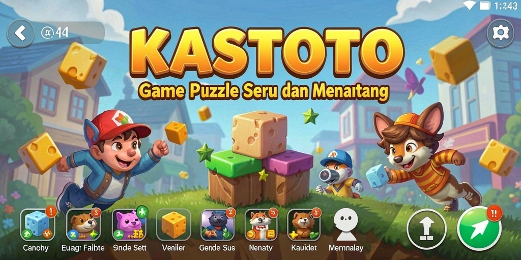Tampilan gameplay KASTOTO yang menarik dengan berbagai teka-teki.