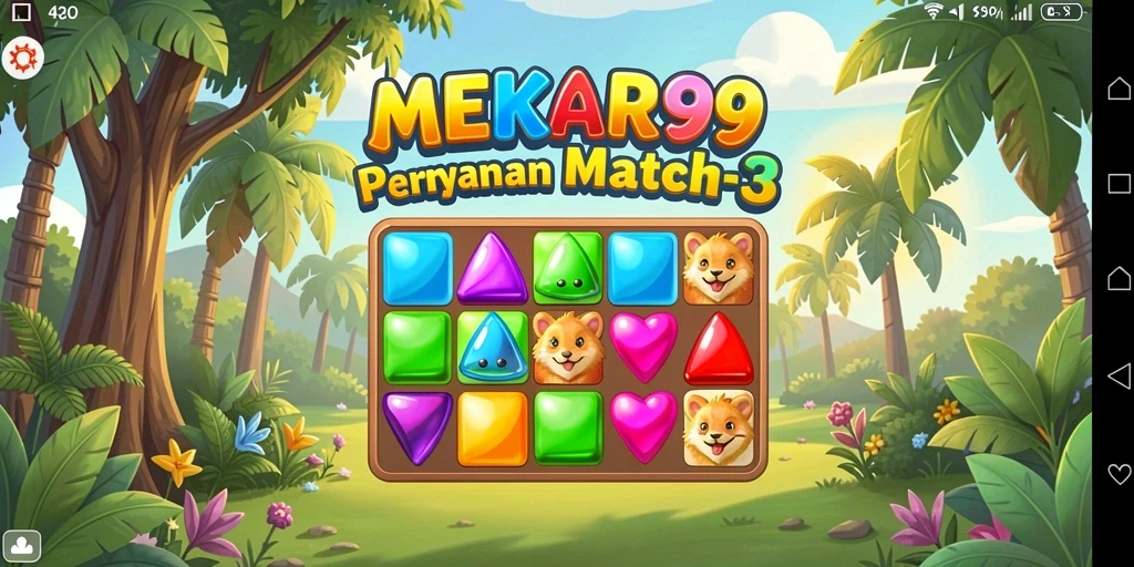 Gameplay seru dan menantang di MEKAR99 dengan elemen Match-3.