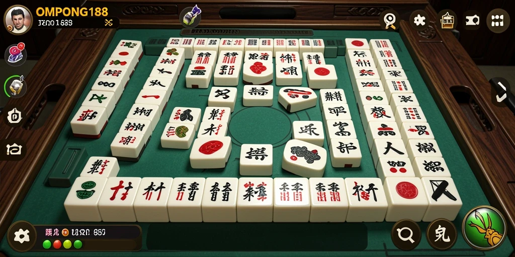 Tampilan gameplay OMPONG188 yang seru dan menantang dalam permainan Mahjong.