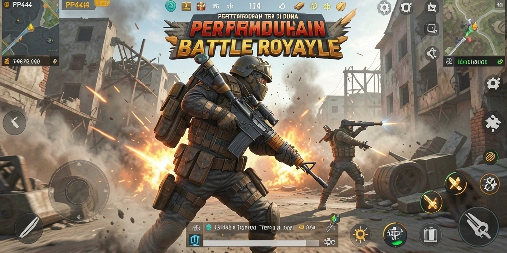 Tangkapan layar gameplay PP444 menampilkan aksi seru Battle Royale.