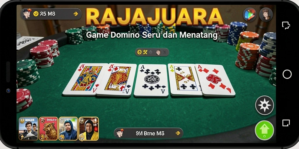 Screenshot gameplay RAJAJUARA yang menunjukkan keseruan permainan domino.