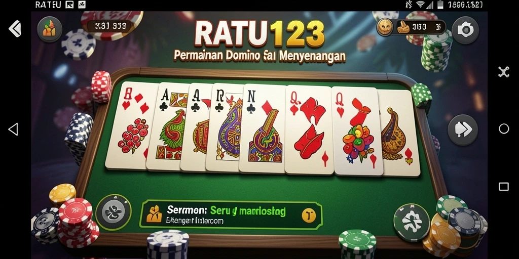 Screenshot RATU123 menunjukkan gameplay domino yang mendebarkan.