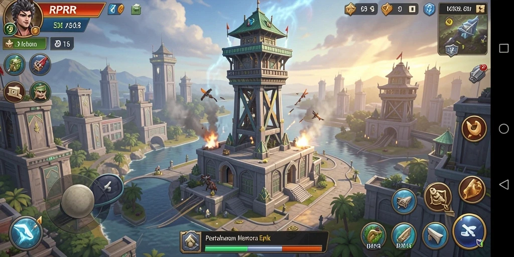 Tampilan gameplay seru dalam RPRR dengan strategi Tower Defense.