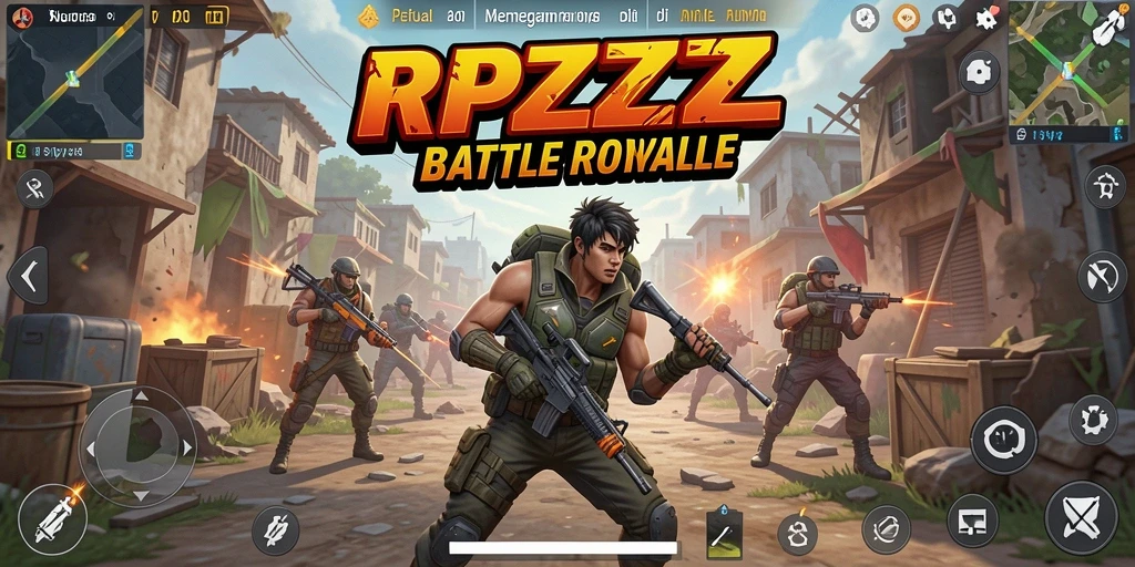 Gambaran gameplay seru di RPZZZ saat bertempur di arena Battle Royale.