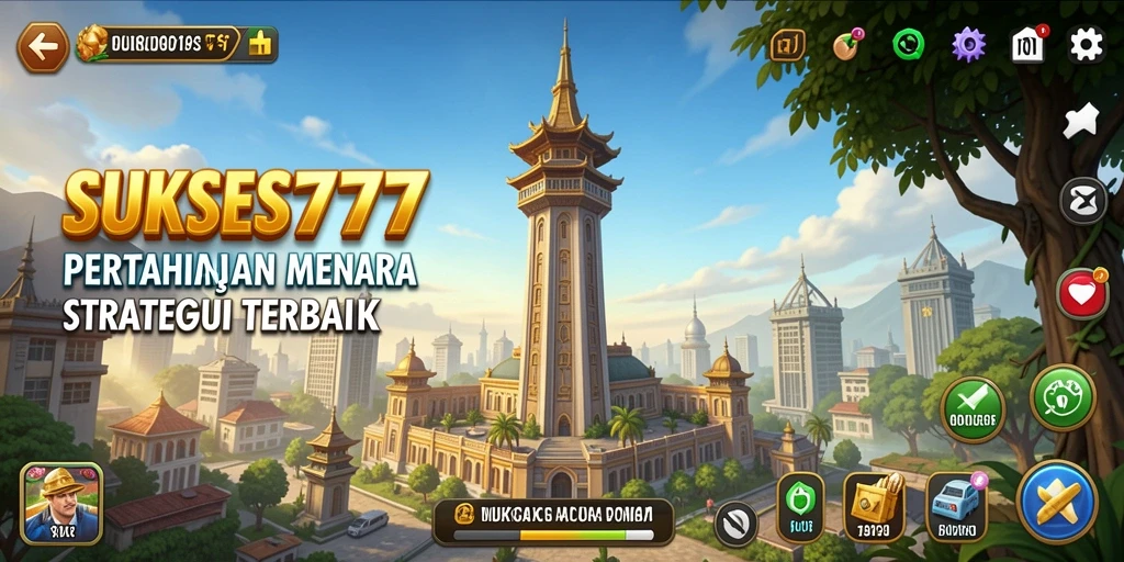 Tangkapan layar gameplay SUKSES777 menampilkan menara pertahanan yang siap menghalau gelombang musuh.