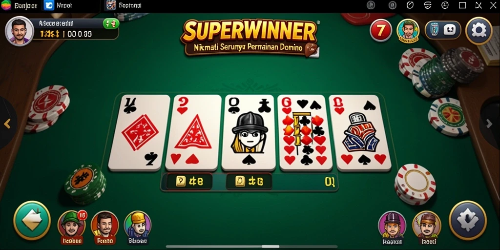 Tampilan gameplay seru dari SUPERWINNER dalam permainan Domino.