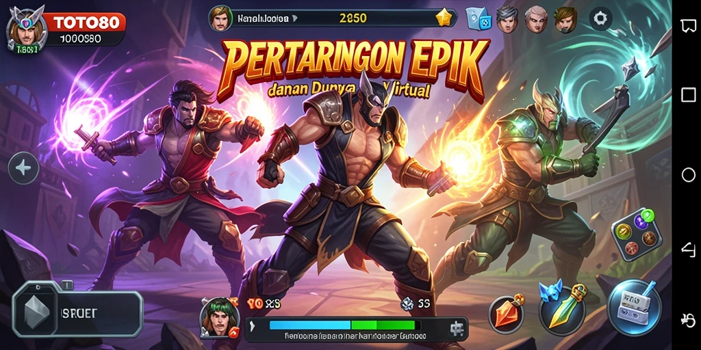 Tampilan penuh aksi dari pertarungan di TOTO80, menampilkan karakter dan arena yang menakjubkan.