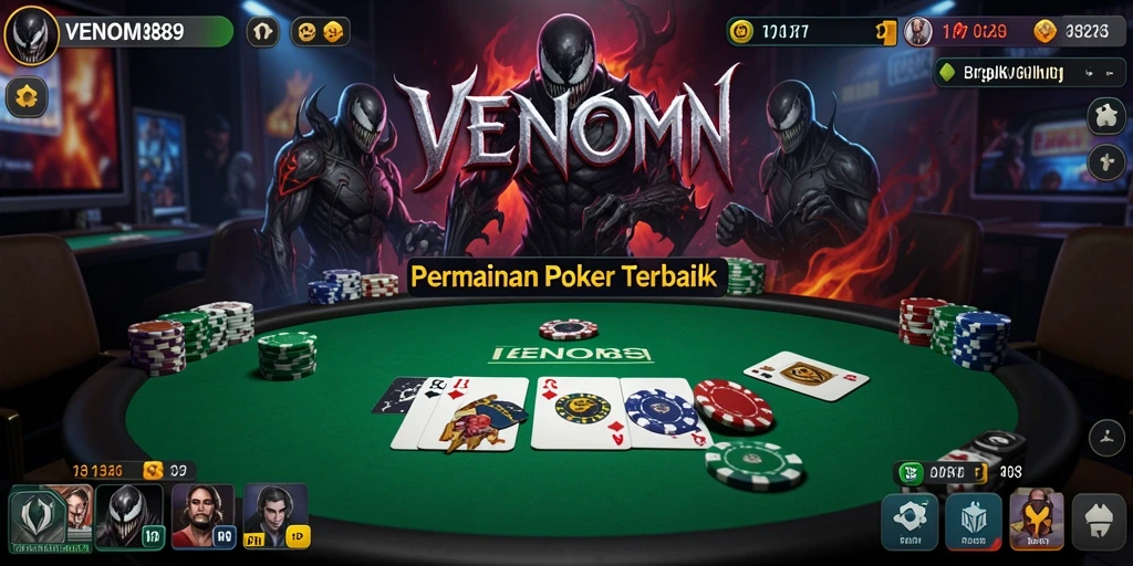 Tampilan gameplay Poker yang menarik dan penuh aksi di VENOM889.