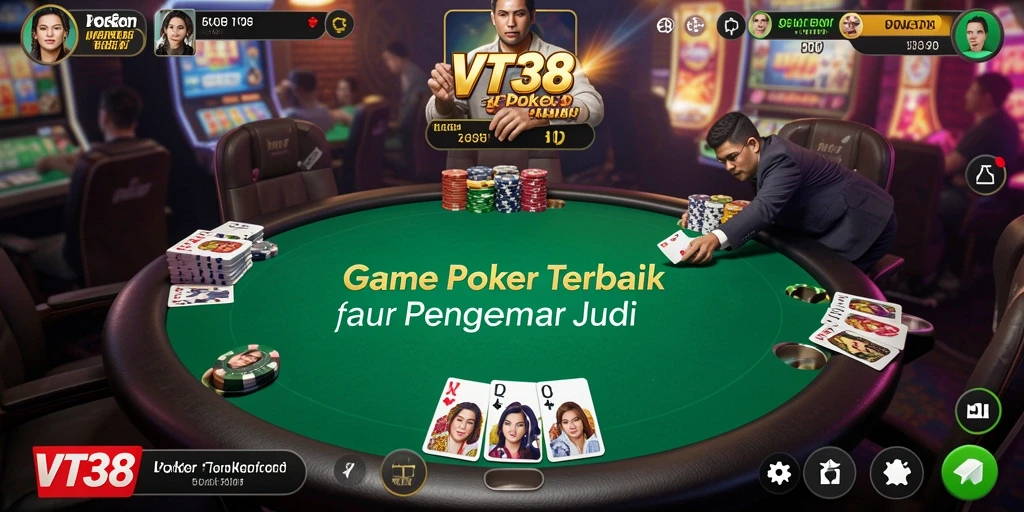 Tangkapan layar gameplay VT38 menampilkan suasana seru permainan Poker.