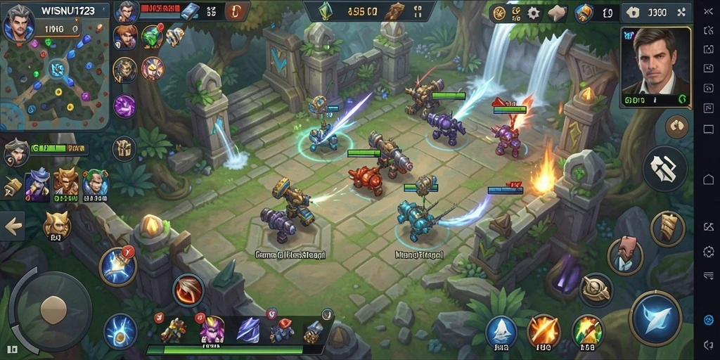 Screenshot gameplay WISNU123 yang menunjukkan strategi permainan SLG.