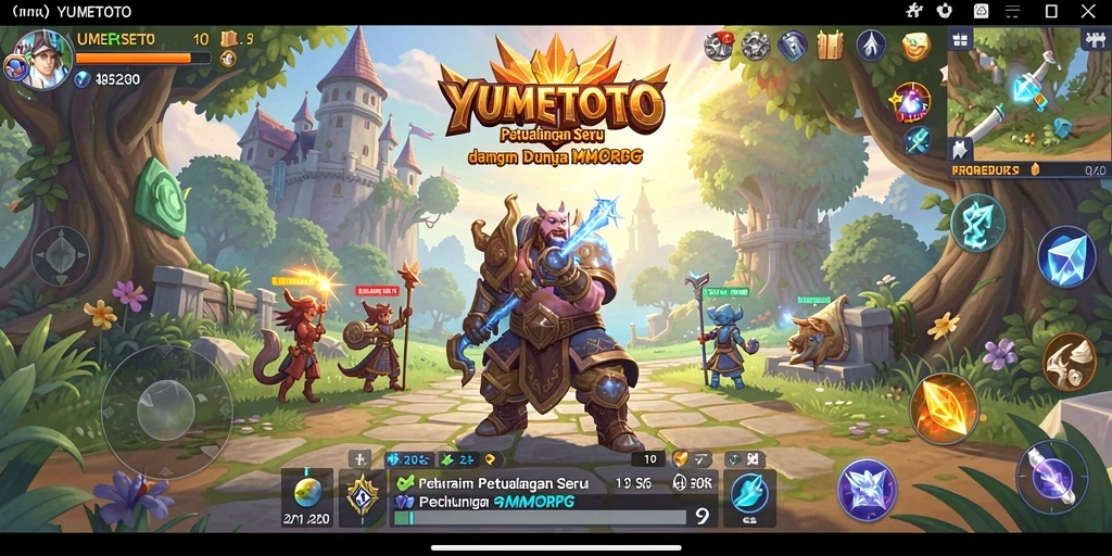 Screenshot YUMETOTO menampilkan aksi seru dan grafis memukau dalam game MMORPG.